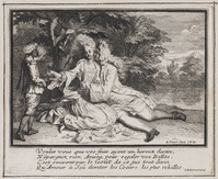 KG 11475
<br/>
Verliefd paar zittend aan oever van meer
<br/>
<em>Picart, Bernard (1673-1733)</em>